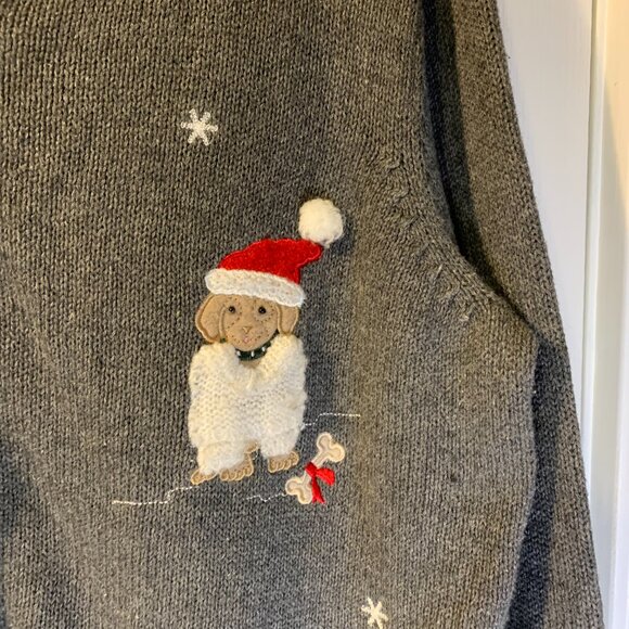 Crazy Horse Women's Christmas Dogs Sweater Plus Size 1X Full Zip Pockets Holiday - Picture 7 of 9